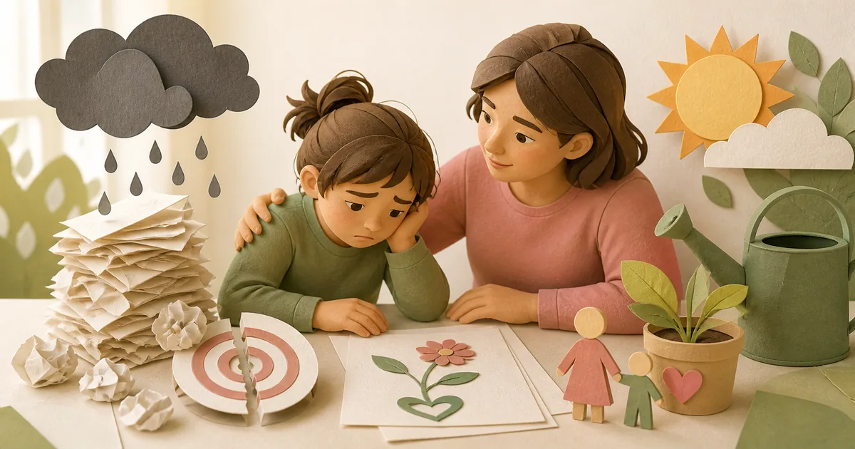 Illustration om: Perfektionisme hos børn: Tegn, årsager og forældrestrategier